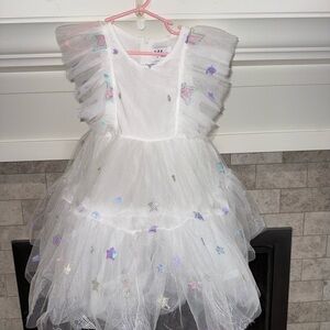 Lola & The Boys White Tulle Sequin Star Dress